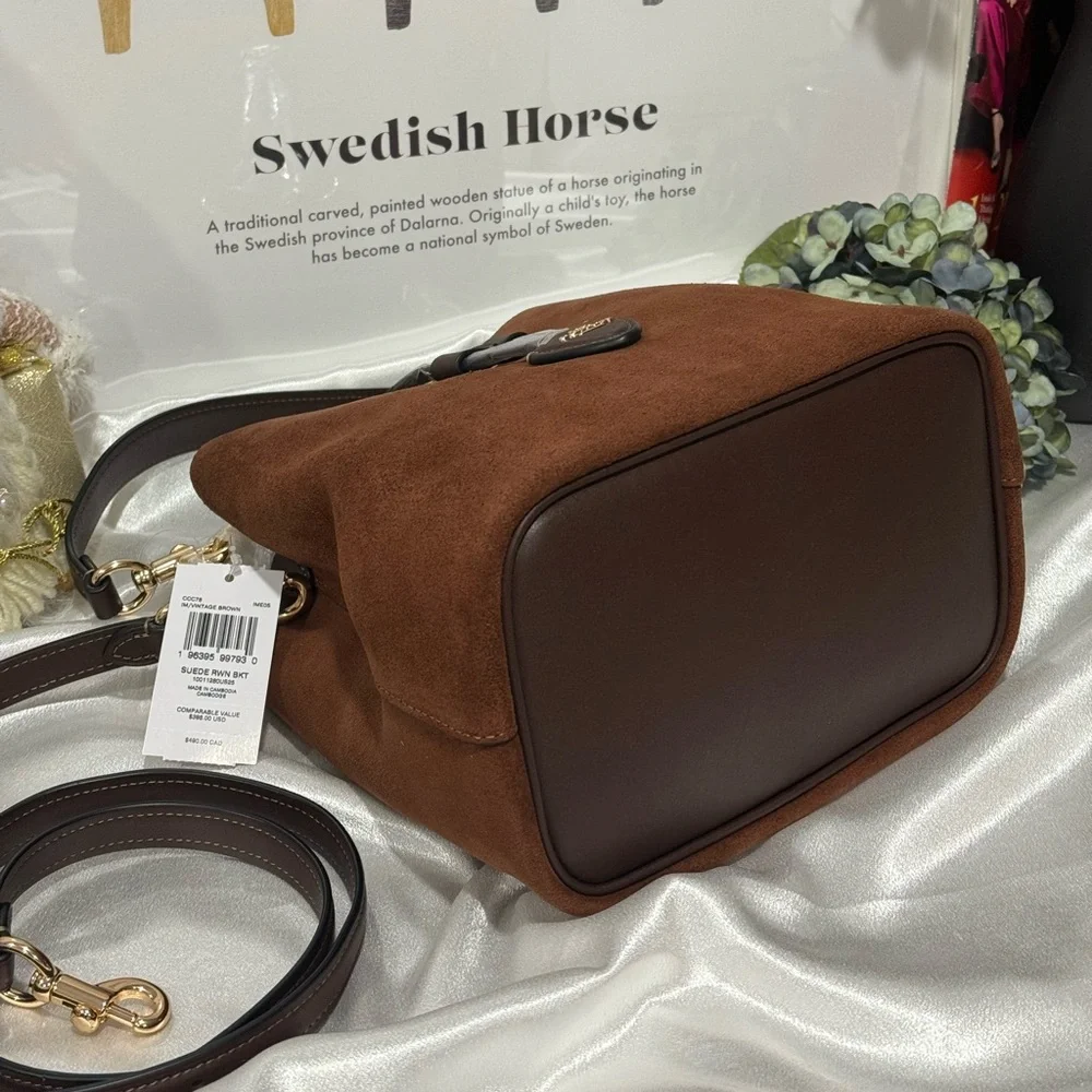 Coach Rowan Bucket Bag  suede/Im/Vintage Brown CCC78 - Picture 7 of 11